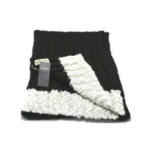 Hollister Black Cable Knit Scarf White Trim Silver